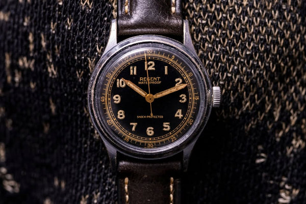 Regent - Black Gilt Dial - Military Style - Vintage Watch