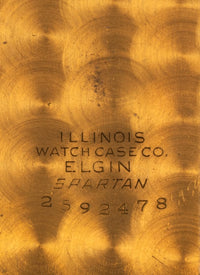 Elgin Art Deco Travel Clock/Pendant - Faceted Rectangular Case - Gilt Perlage Interior – Blue Cabochon Release - Early 1930s