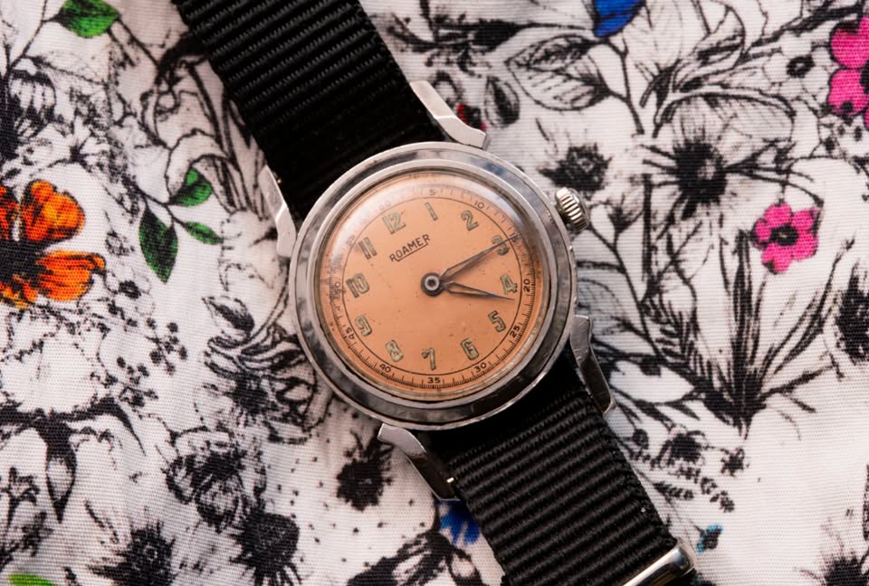 Roamer Swiss Wristwatch - Original Salmon Dial - WWII Era - Circa 1942-1944