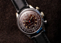 Pierce Chronograph - Cal. 134 - Tropical Black to Ruby Dial - Telemeter Tachymeter - Fully Serviced - Circa 1938-1941