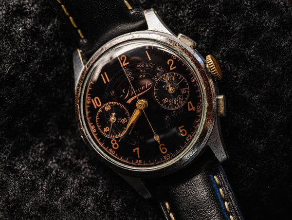 Bovet Frères Chronograph - Gilt Black Dial - Landeron 50 - Pre-WWII - Circa 1939