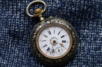 Jura Swiss Pocket Watch 1885-1905 - Revolutionary Case - Hand-Painted Enamel Dial