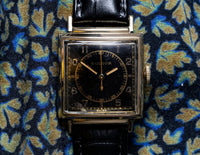 Bulova Black Hawk or Surgeon - Rare Gloss Black Gilt Circle Dial - Gold Filled - Circa 1951
