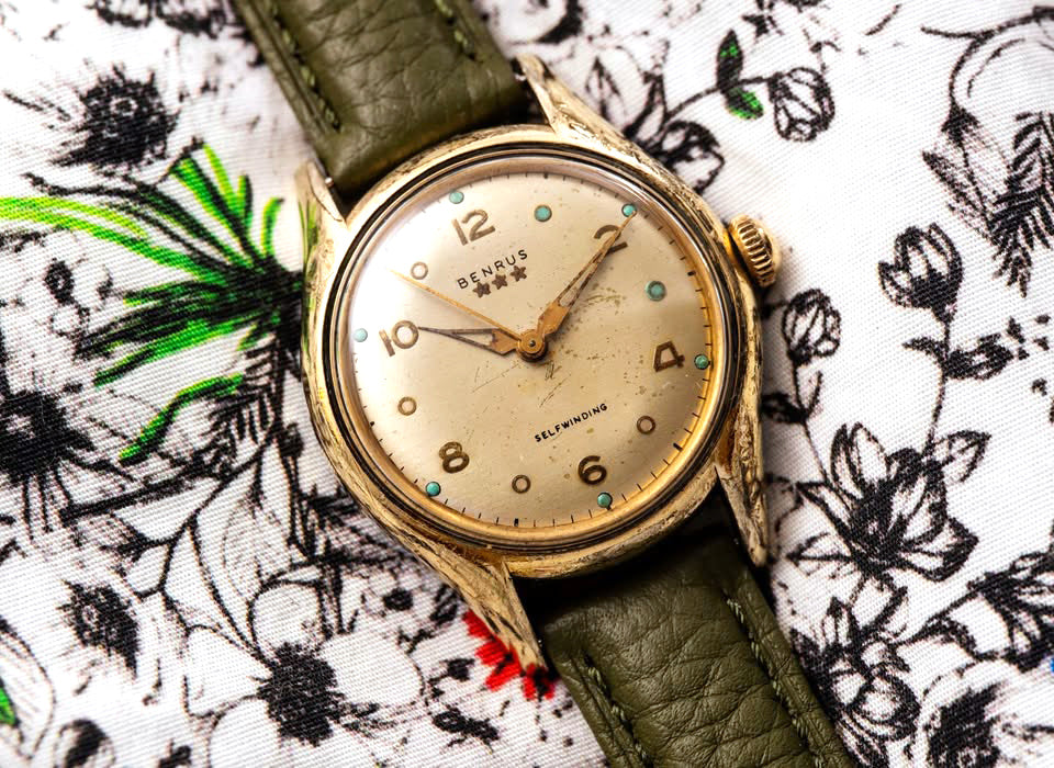 Benrus Three-Star - Self-Winding Automatic - Turquoise Lume - Patina Dial - Circa 1955