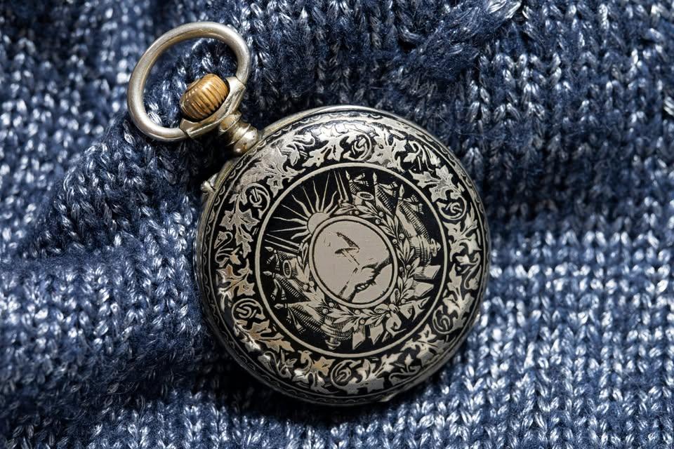 Jura Swiss Pocket Watch 1885-1905 - Revolutionary Case - Hand-Painted Enamel Dial