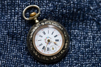 Jura Swiss Pocket Watch 1885-1905 - Revolutionary Case - Hand-Painted Enamel Dial