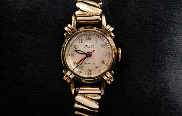 Orvin - Ladies Dress Watch - Sculptural Hooded Lugs - Original Bracelet - Circa Mid 1950s