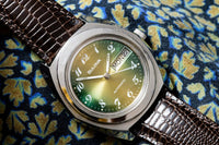 Bulova Jet Star - Green to Gold Fumé Dial - Faceted Crystal - Day-Date - 1975