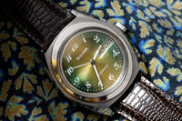 Bulova Jet Star - Green to Gold Fumé Dial - Faceted Crystal - Day-Date - 1975