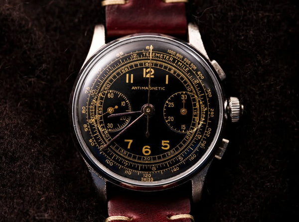 Bovet Frères Chronograph - Black Gilt Dial - Three Pusher Flyback - Landeron 47 - 1937