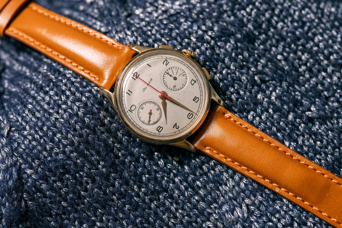 Olma Chronograph 1940's - 14K Gold Plated Case - Red Seconds Hand