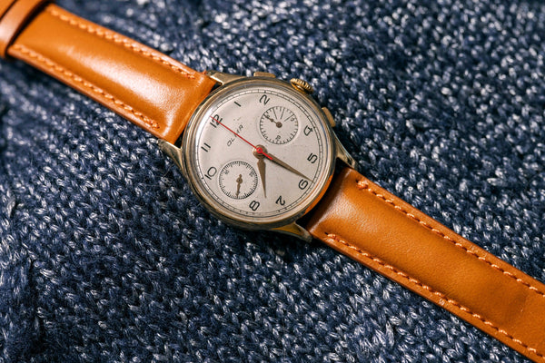 Olma Chronograph 1940's - 14K Gold Plated Case - Red Seconds Hand