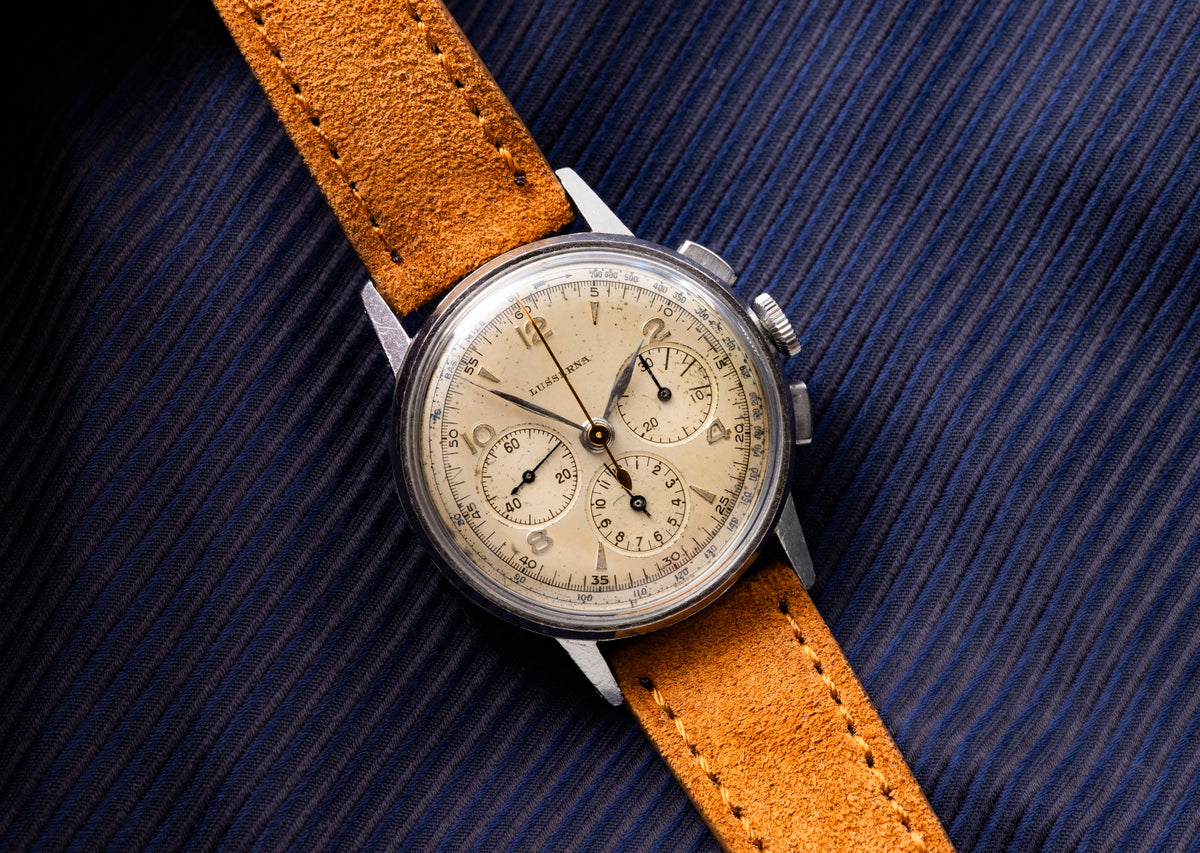 Lusserna for R.H. Macy & Co. - Lemania CH 27 C12 - Three-Register Chronograph - Telemeter and Tachymeter Dial - Circa 1943-1945