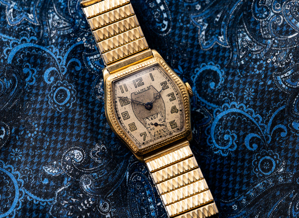 Illinois Watch Company - Grade 607 - Art Deco Tonneau - Fahys 14K Gold Filled Case - Circa 1929