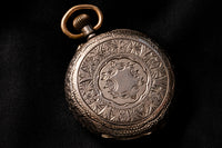 Antique Silver Pocket Watch - Deep-Set Enamel Dial with Gold Flowers - Dutch .935 Silver - Circa 1900