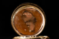Antique Silver Pocket Watch - Deep-Set Enamel Dial with Gold Flowers - Dutch .935 Silver - Circa 1900