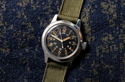 Elgin - U.S. Navigation Hacking Watch - Black 24-Hour Dial - Circa 1953
