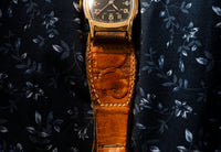 Olympic - 1940s - Black Military Dial - 24-Hour Track and Red Sweep - Hand-Tooled Strap