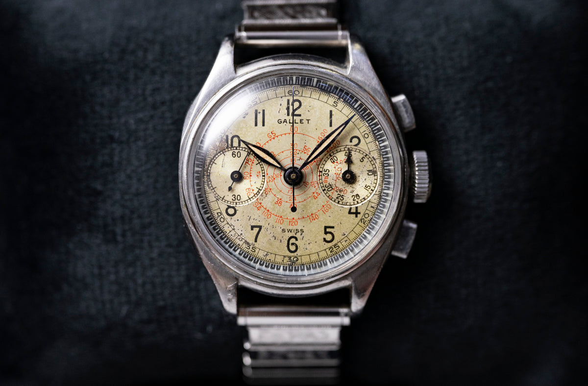 Gallet Commander - 1940s - Black Telemeter Ring - Navigator's Chronograph - Excelsior Park 42