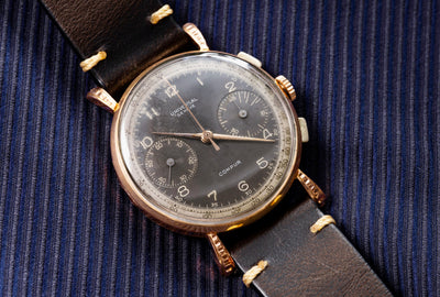 Universal Genève Compur - Pre-War First-Generation Chronograph - Solid Rose Gold - Hand-Engraved Lugs - 1930s