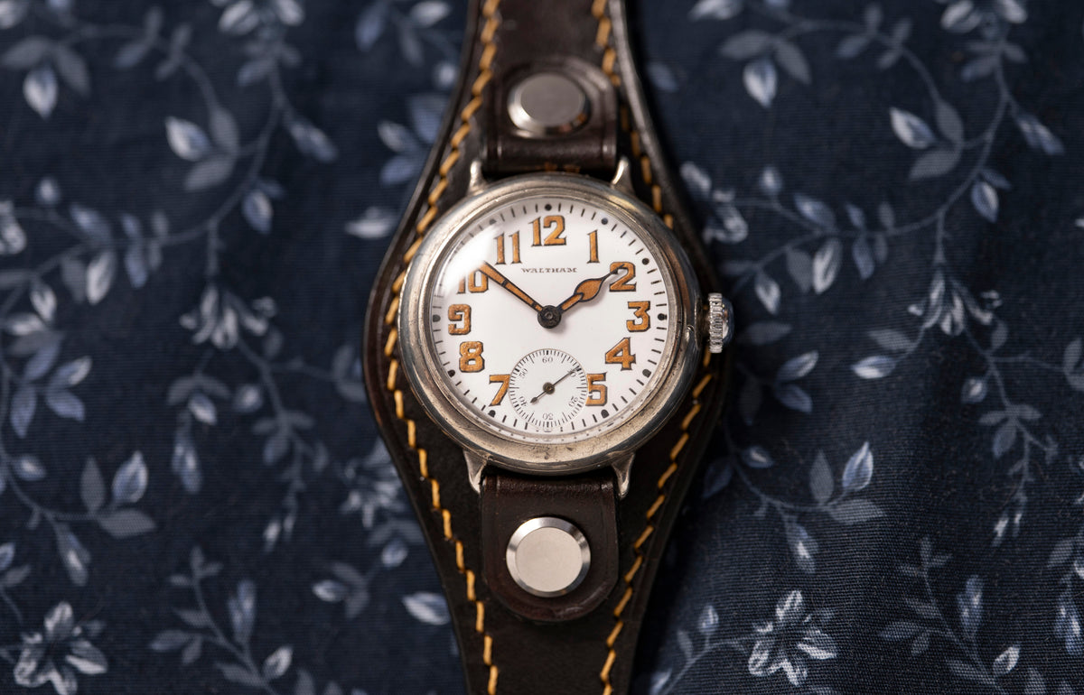 Waltham WW1 Trench Watch - J. Depollier & Son - Sterling Case - Enamel Dial - Circa 1916