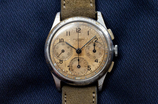 Universal Genève Compax Chronograph Watch – Tropical Museum Parchment Patina Dial - Circa 1943