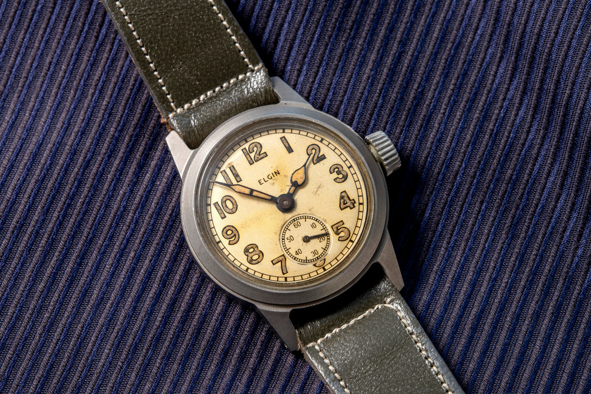 Elgin Watch - Ord. Dept. U.S.A. - WWII Issue - Golden Radium Burn - 1944