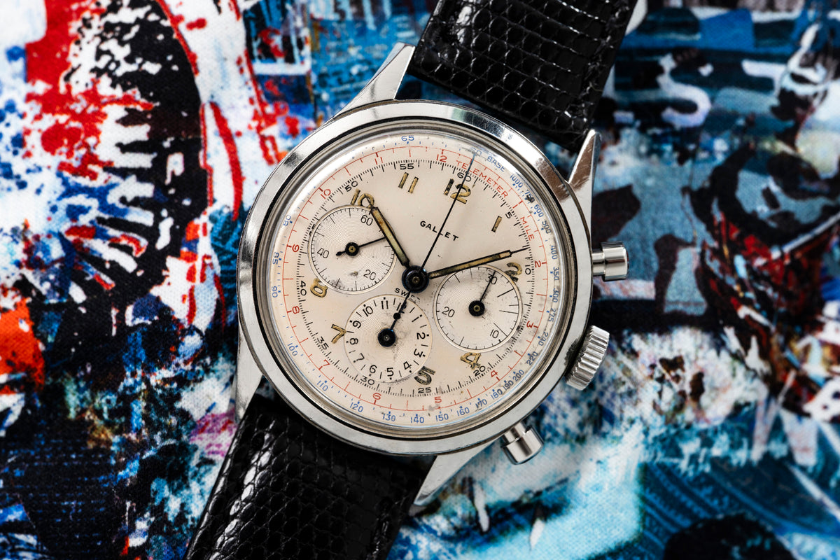 Gallet MultiChron 12 - Red and Blue Multiscale Dial - Endurance Chronograph - 1950s