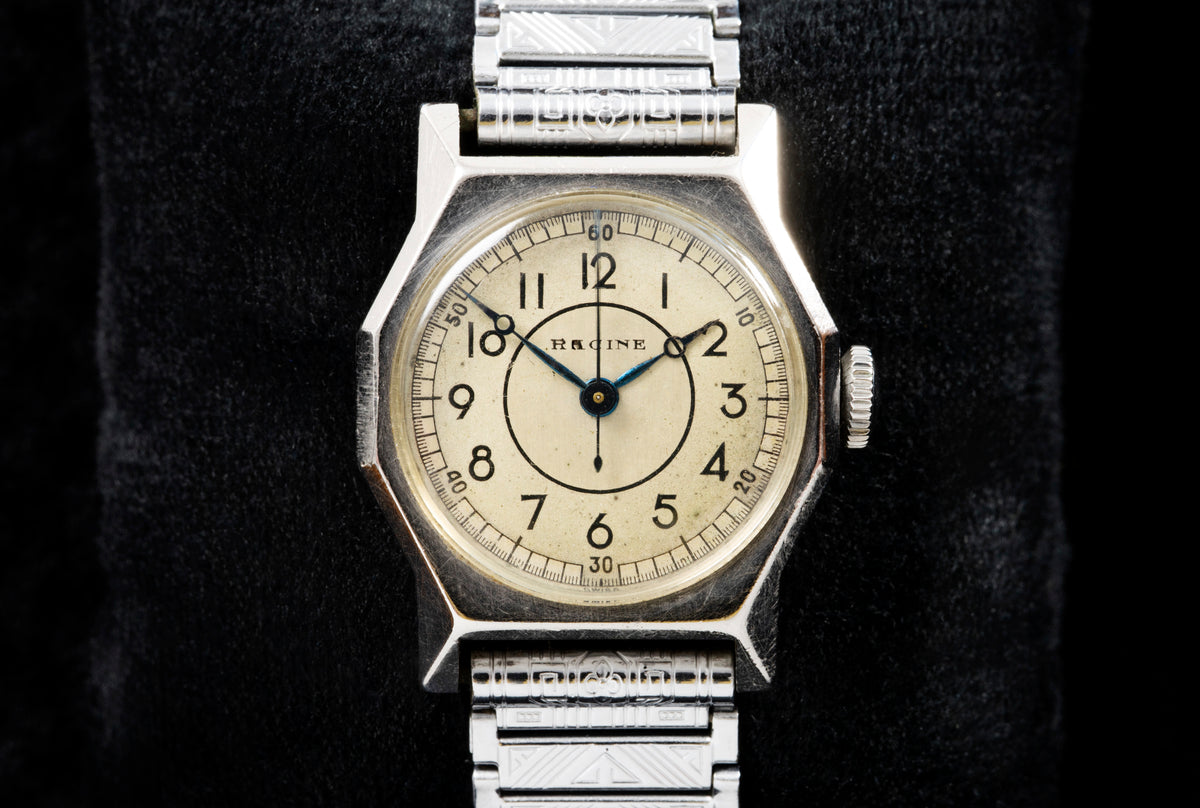 Racine by Gallet - François Borgel Staybrite Case - Blued Hands - 1940s