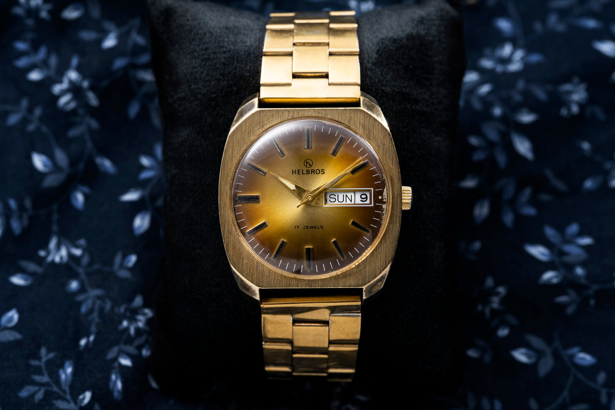 Helbros - Day-Date - Smoked Gold Dial - Elgin Era, Early 1970s