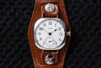 Illinois Trench Watch - Sterling Silver Cushion - Enamel Dial with Red Minutes - Circa 1913