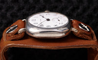 Illinois Trench Watch - Sterling Silver Cushion - Enamel Dial with Red Minutes - Circa 1913