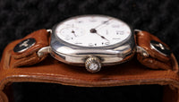 Illinois Trench Watch - Sterling Silver Cushion - Enamel Dial with Red Minutes - Circa 1913