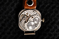 Illinois Trench Watch - Sterling Silver Cushion - Enamel Dial with Red Minutes - Circa 1913