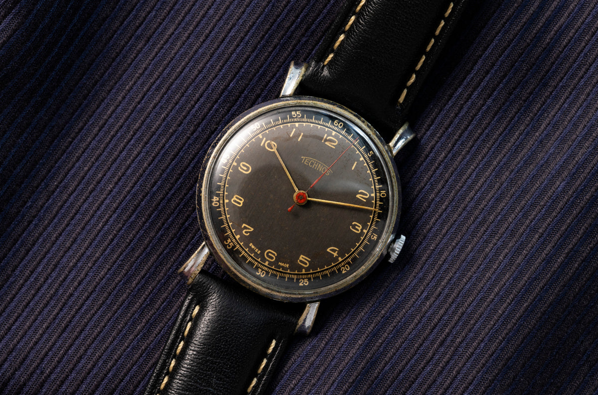 Technos - Tropical Dial - Red Sweep Seconds - Swiss, 1940s